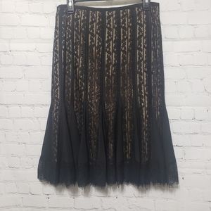 Ann Taylor Loft NWT Sz 6 Black Lace Flare Skirt